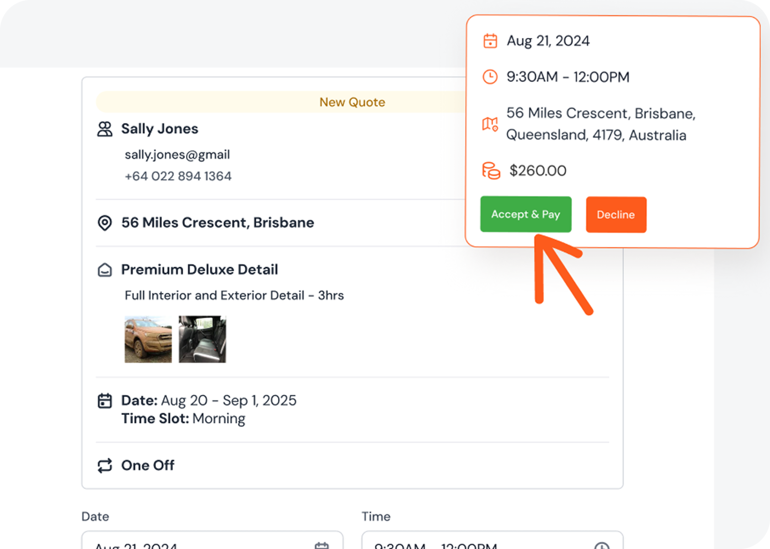 car detailing software dashboard