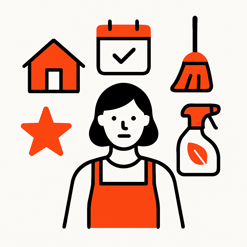 Infographic depicting factors influencing residential cleaning prices, including property size, frequency, condition, type of clean, and use of eco-friendly supplies.