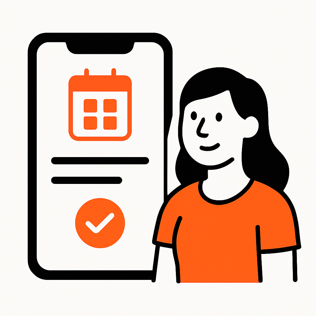 An easy-to-use online booking interface displayed on a smartphone or computer screen, highlighting convenience and simplicity for repeat bookings.
