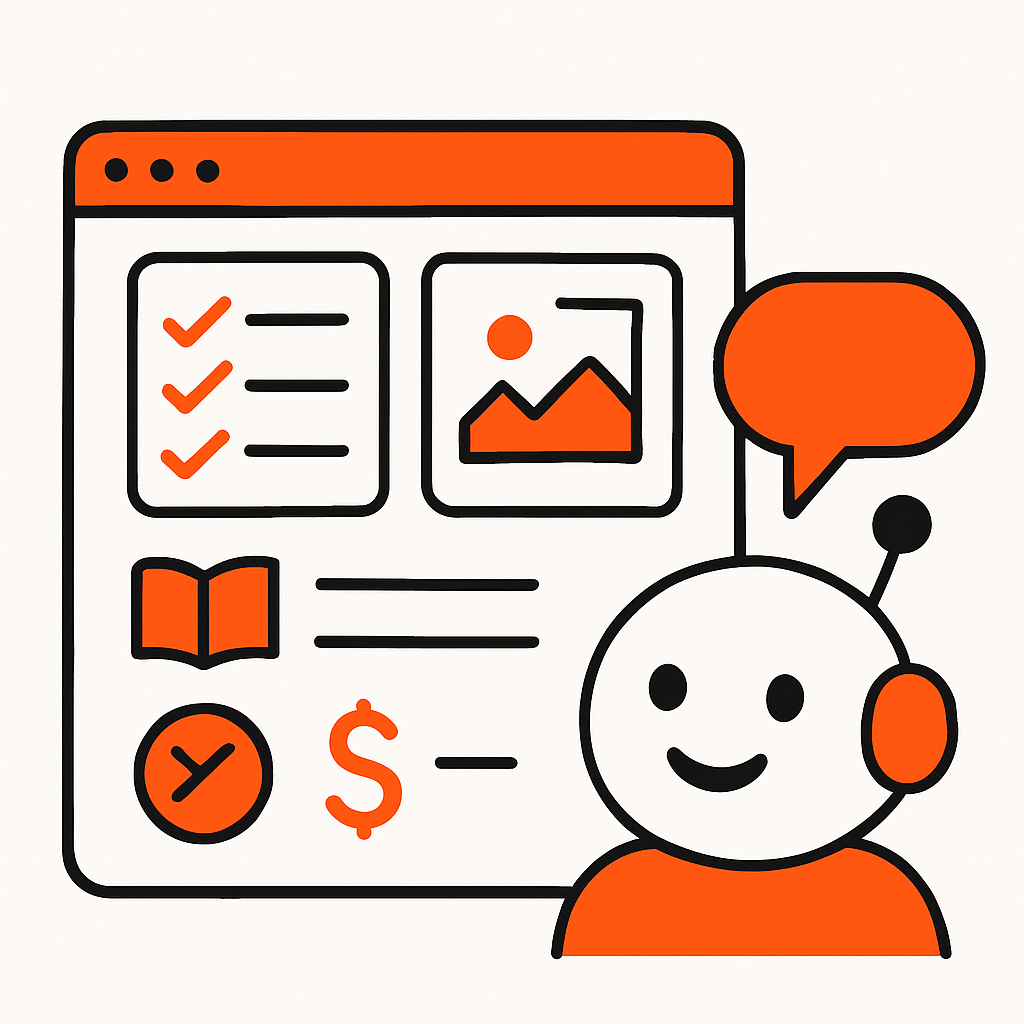 An engaging depiction of valuable lead magnets offered on a website, such as maintenance checklists, before-and-after photo galleries, cleaning guides, discounts, and free consultations, with a friendly pop-up or chatbot offering immediate value.