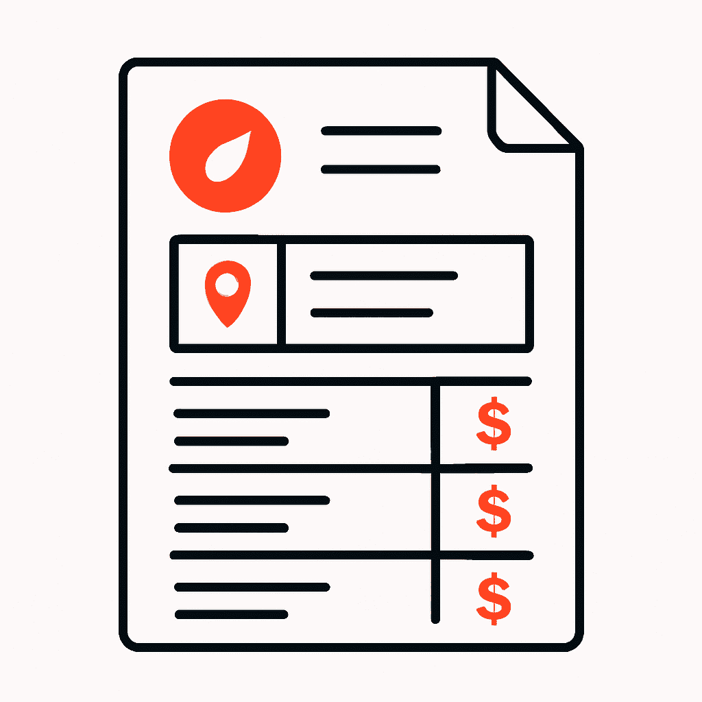 An illustration of a professional, well-designed service quote document featuring a clean layout with a logo, customer details, itemized services with clear descriptions, and transparent pricing.